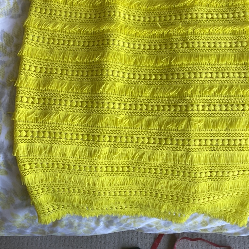 J. Crew Fringe Shift Dress Size 4 Citron - Picture 3 of 5